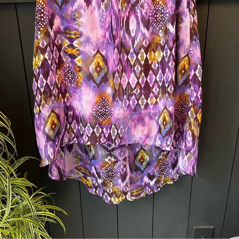 Y2K Knitworks Purple Graphic Patterned High-Low Lined‎ Skirt size XL